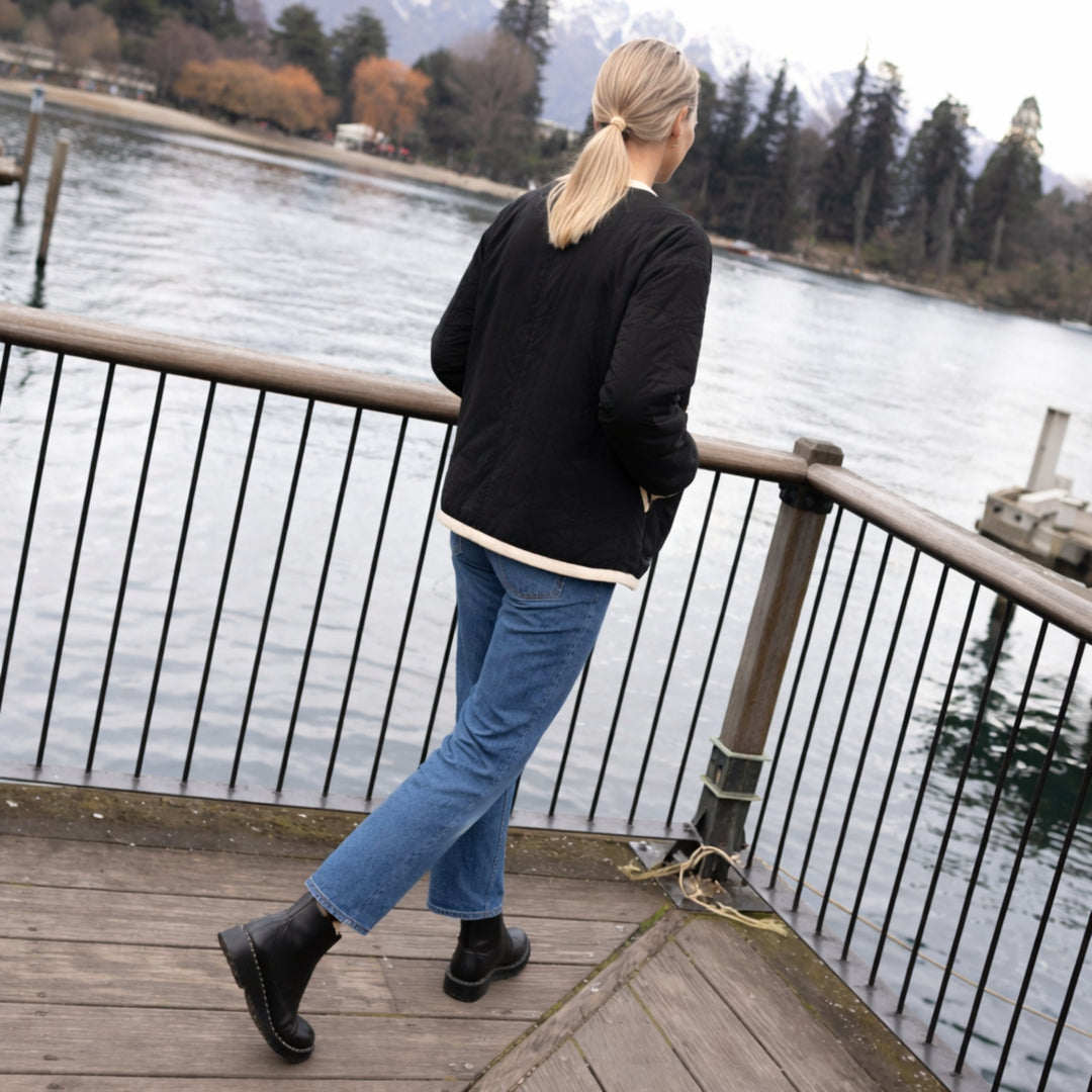 Moke | Juniper Reversible Jacket - Black/Cream - Back View