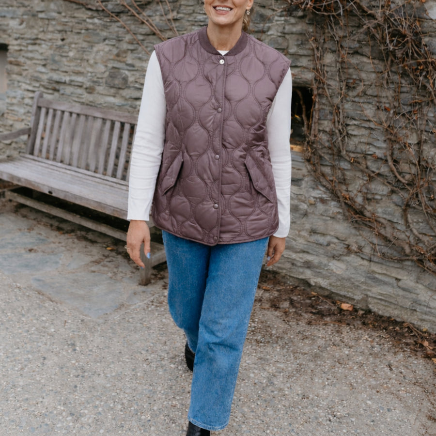 Moke | Neve Quilted Vest - Cocoa Powder