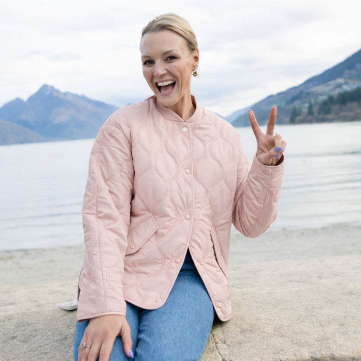 Moke Talei Quilt Bomber  Blush