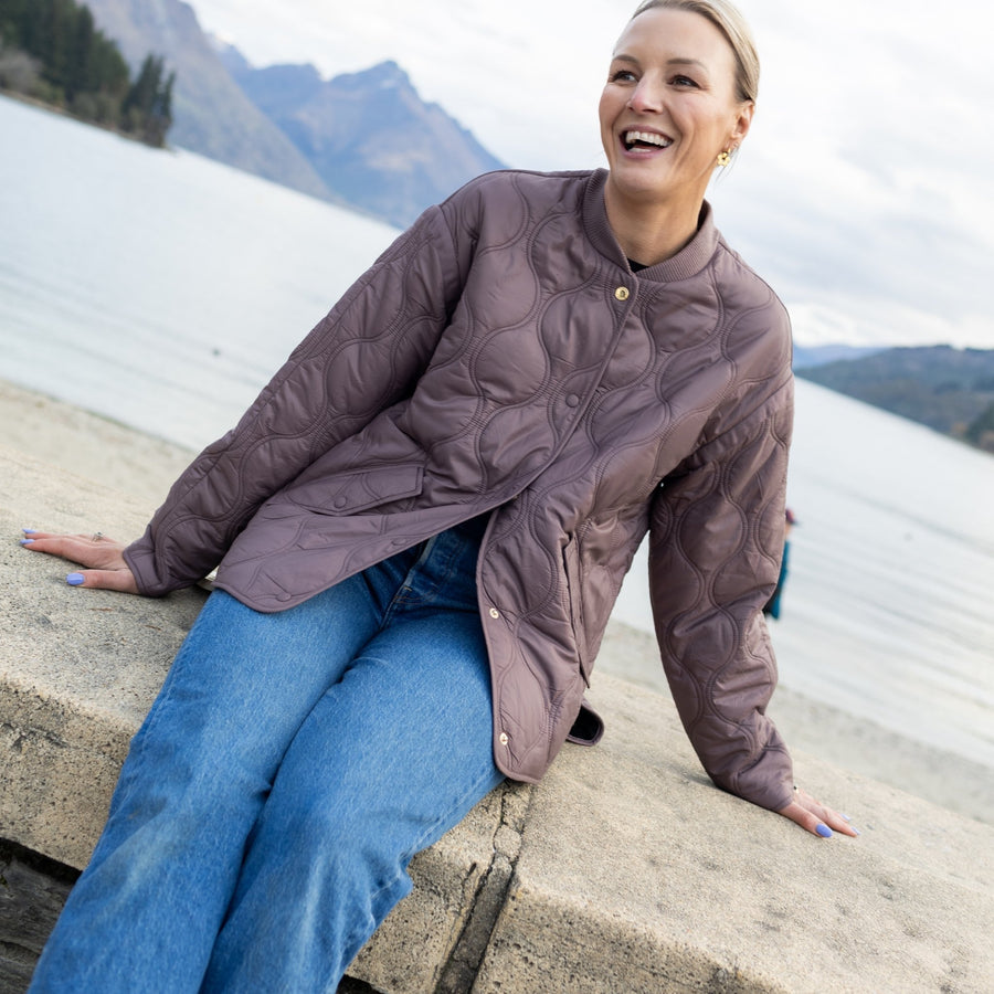 Moke | Talei Quilt Bomber Jacket - Cocoa Powder