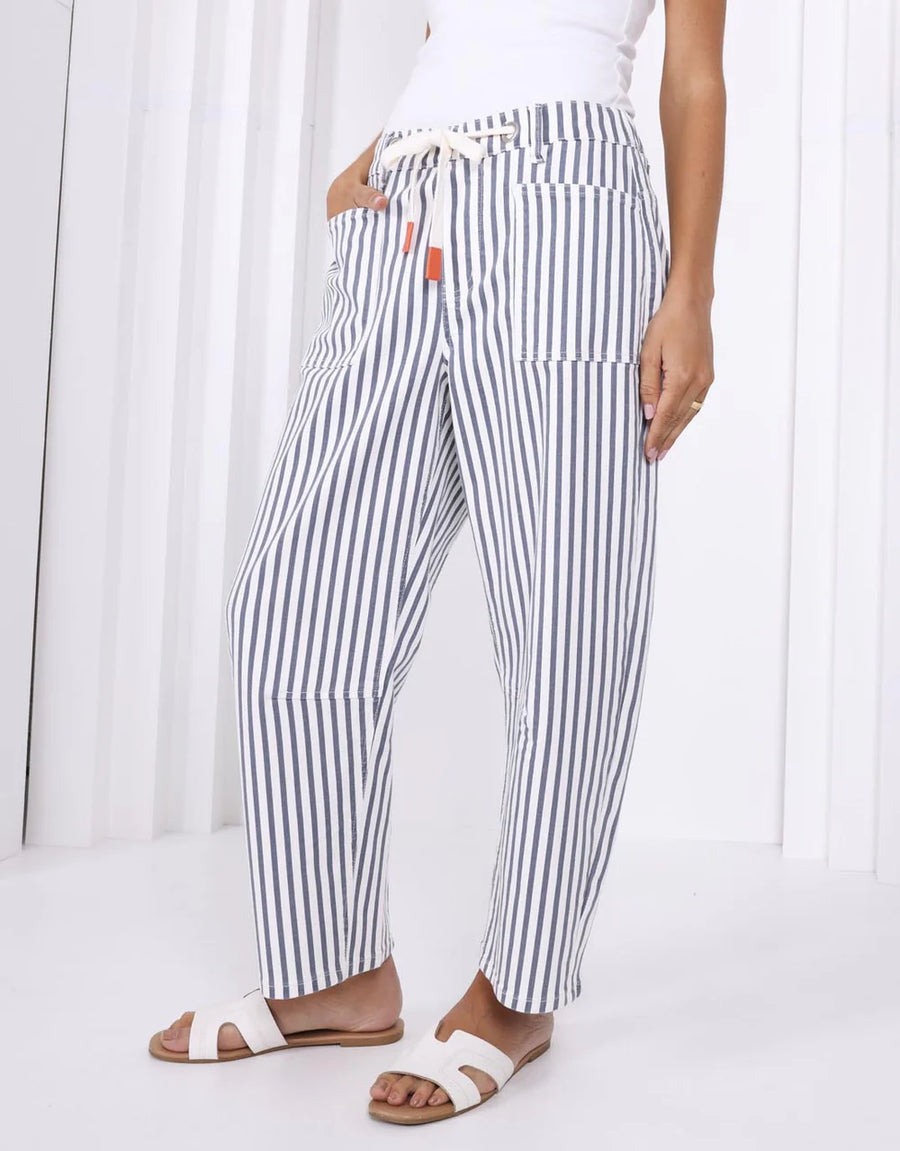 Monaco | Carter Barrel Jean - Navy Stripe