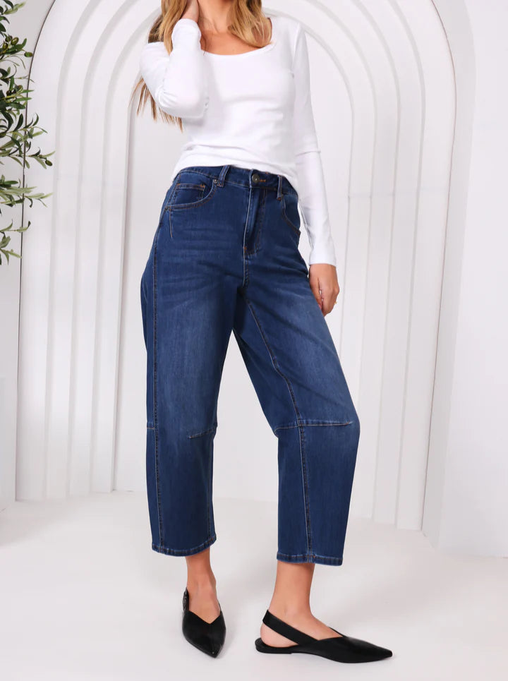Monaco Toni Barrel Jeans - Blue - Front 