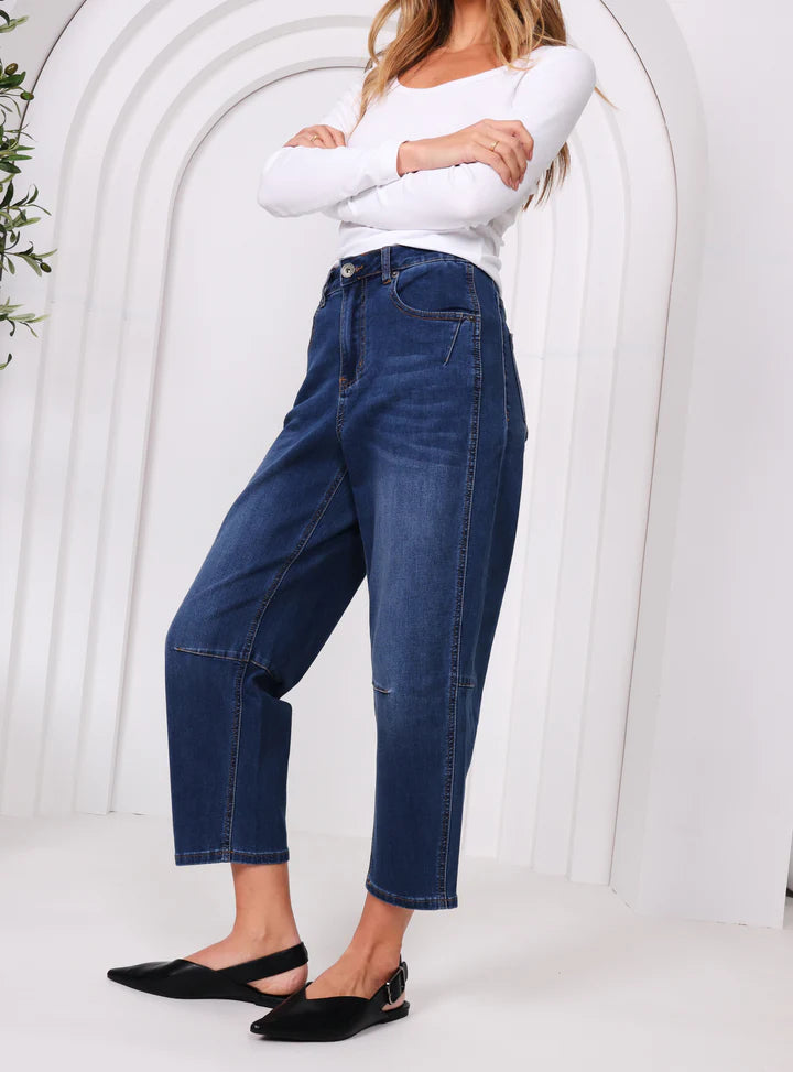 Monaco Toni Barrel Jeans - Blue - Side