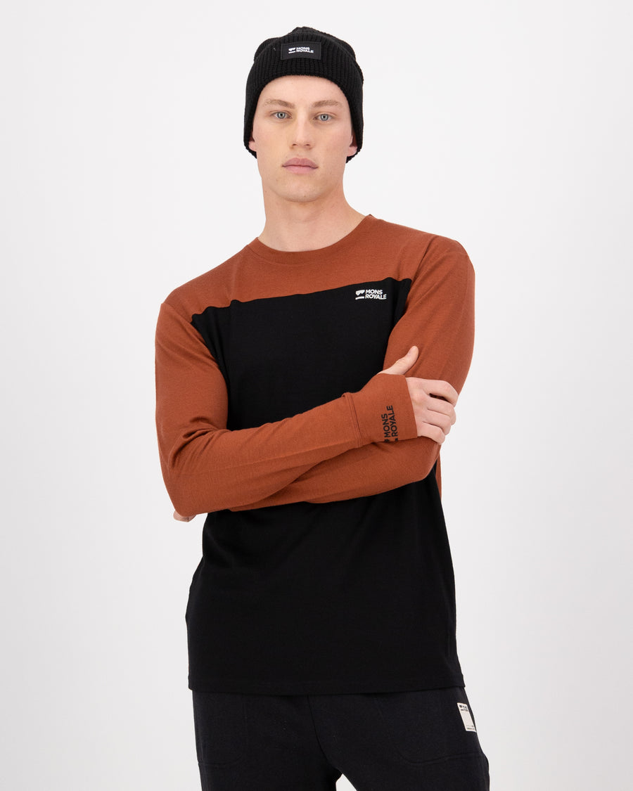  black and brown long-sleeve shirt Mons Royale | Men's Yotei Merino