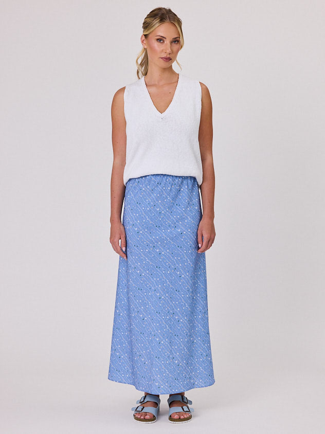 Daisy Chain Bias Skirt - Blue Aura