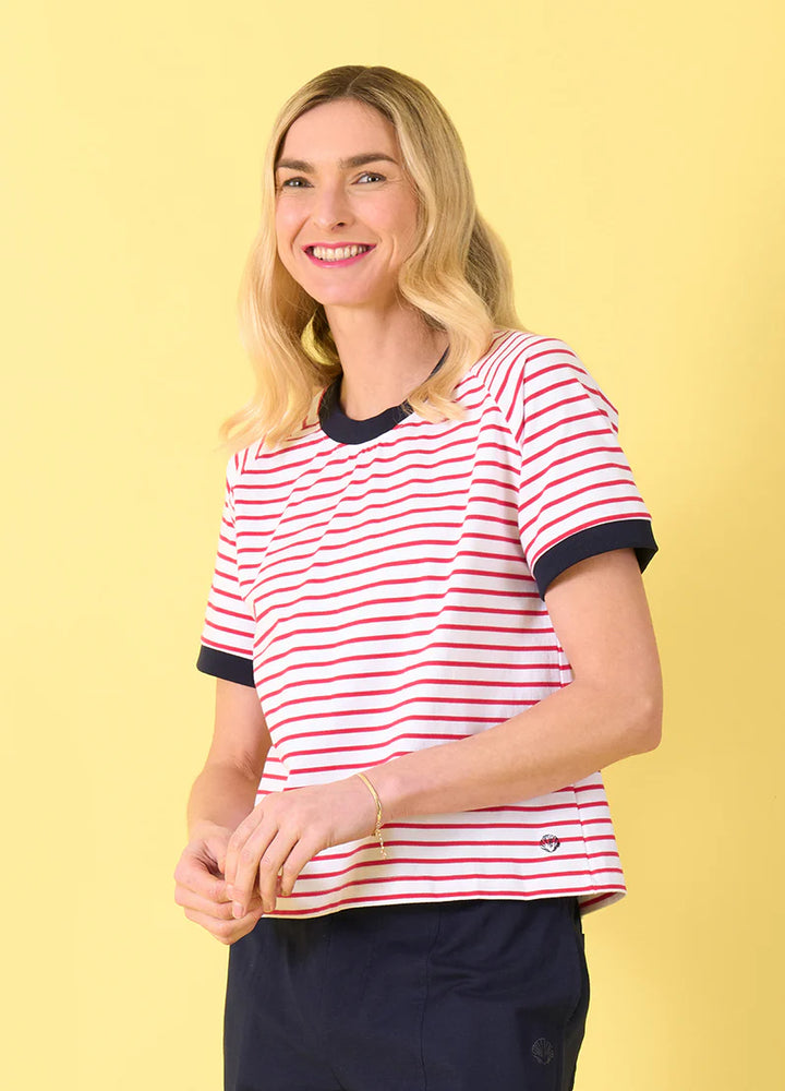 Charlie Jane | St Arnaud Tee - White Raspberry Stripe