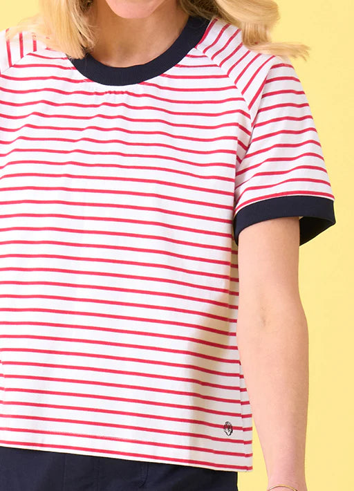 Charlie Jane | St Arnaud Tee - White Raspberry Stripe