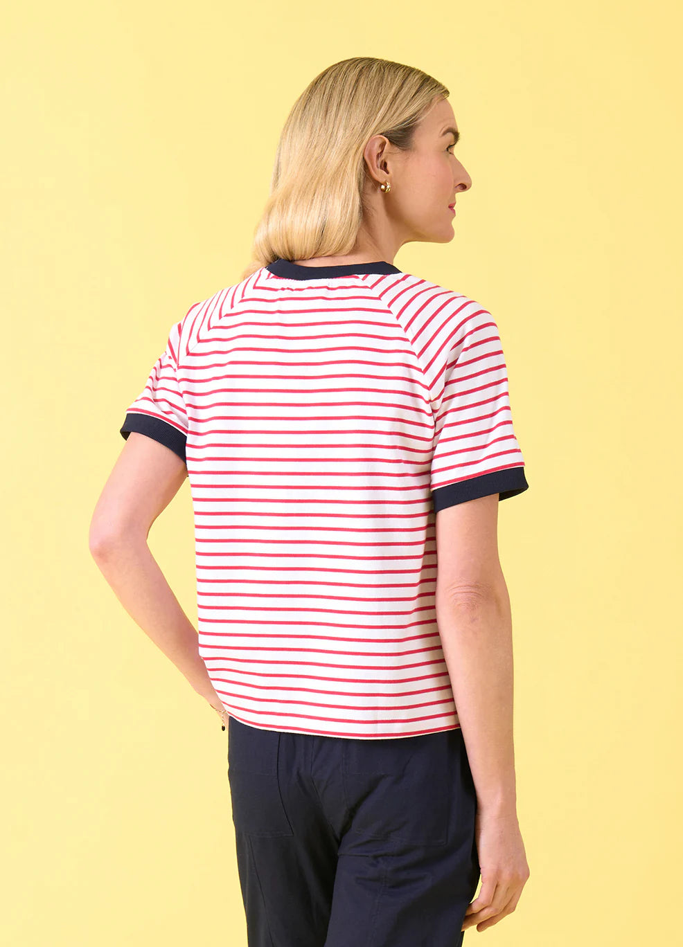Charlie Jane | St Arnaud Tee - White Raspberry Stripe