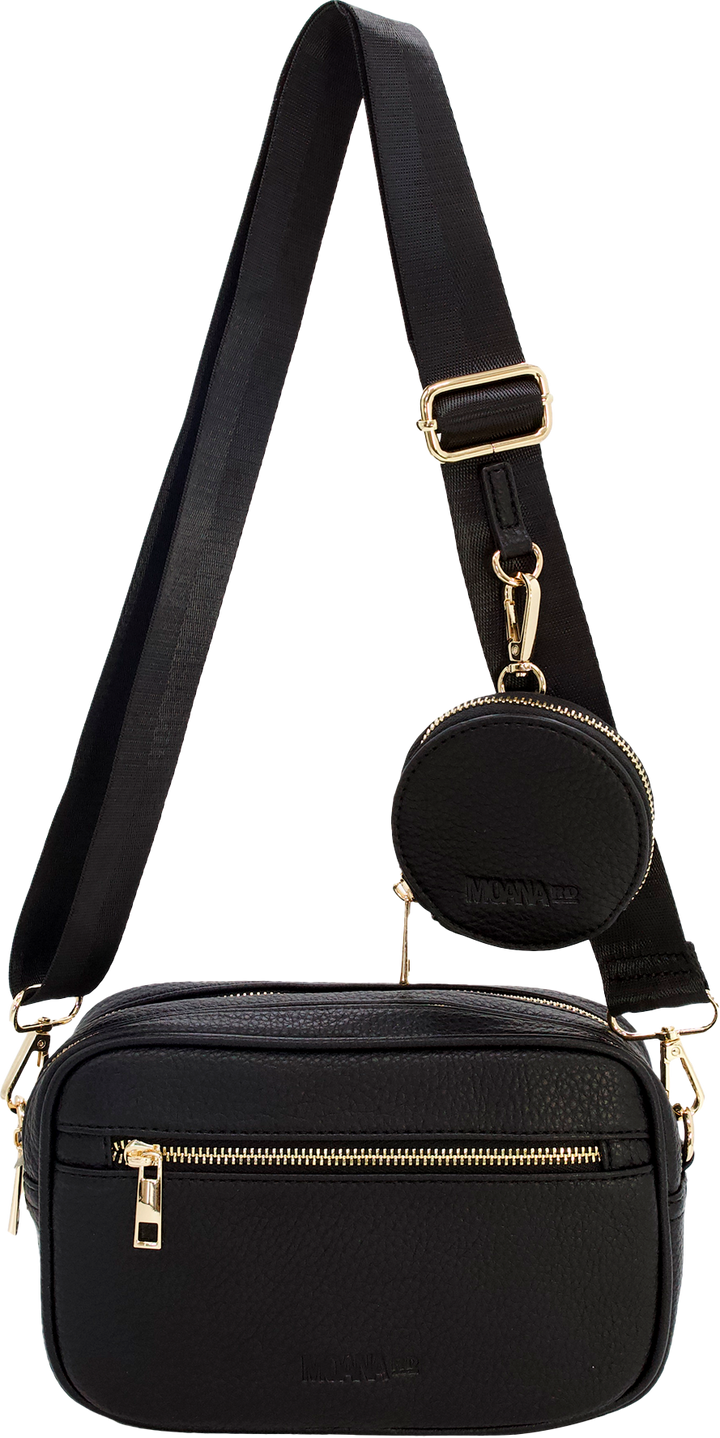 A black faux-leather Ponsonby Cross Body Bag 
