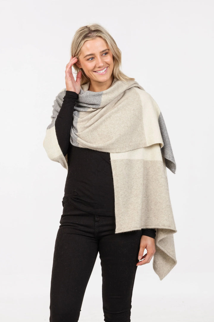 Possum Merino Travel Wrap | Natural Stripe Colour