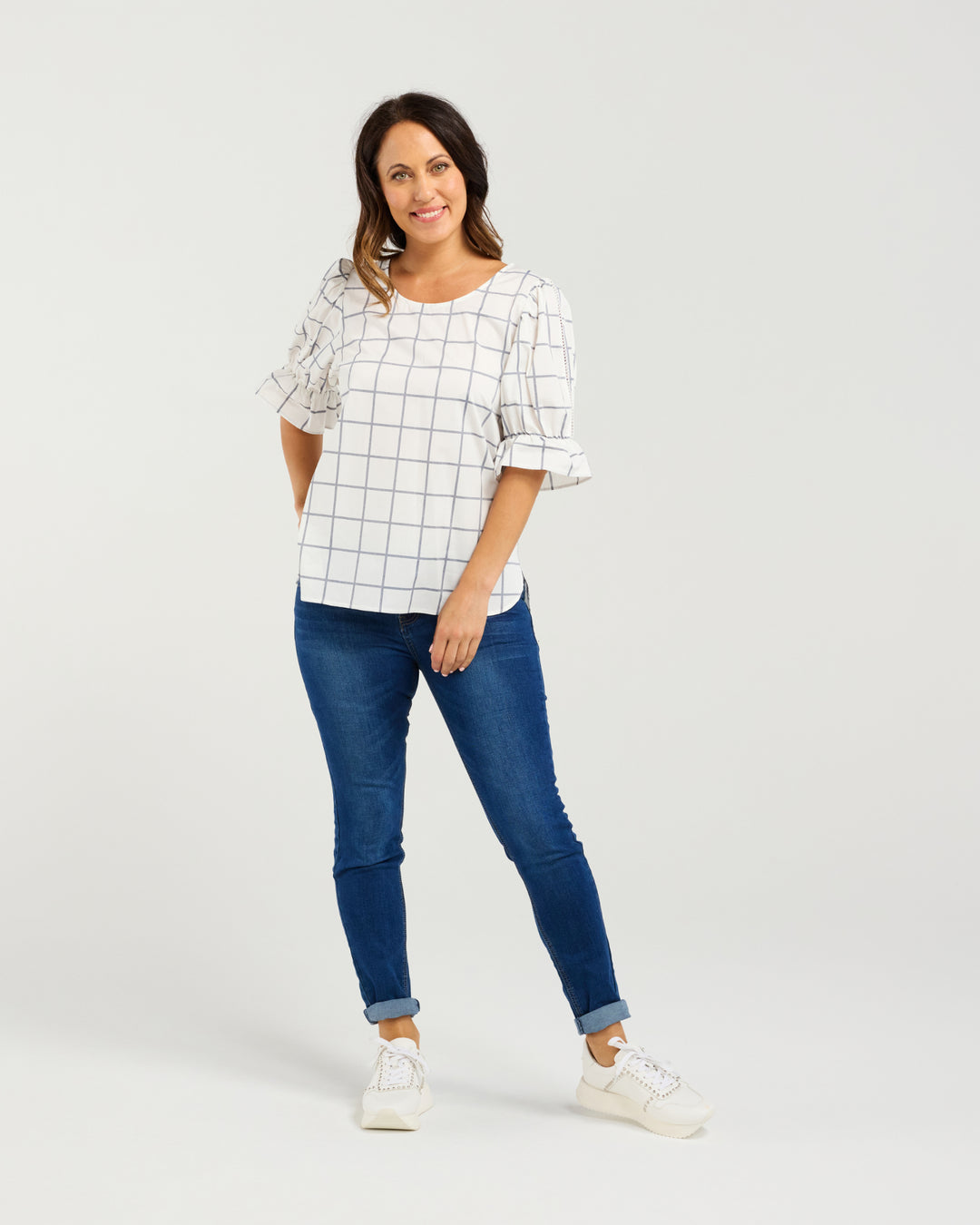 Seduce | Sadie Top - White Grid