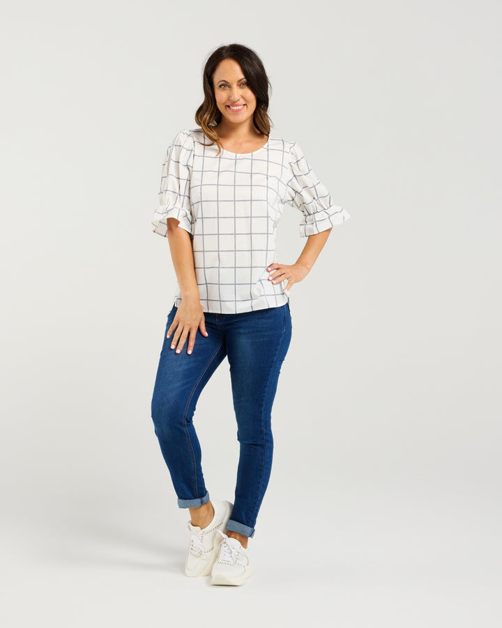 Seduce | Sadie Top - White Grid