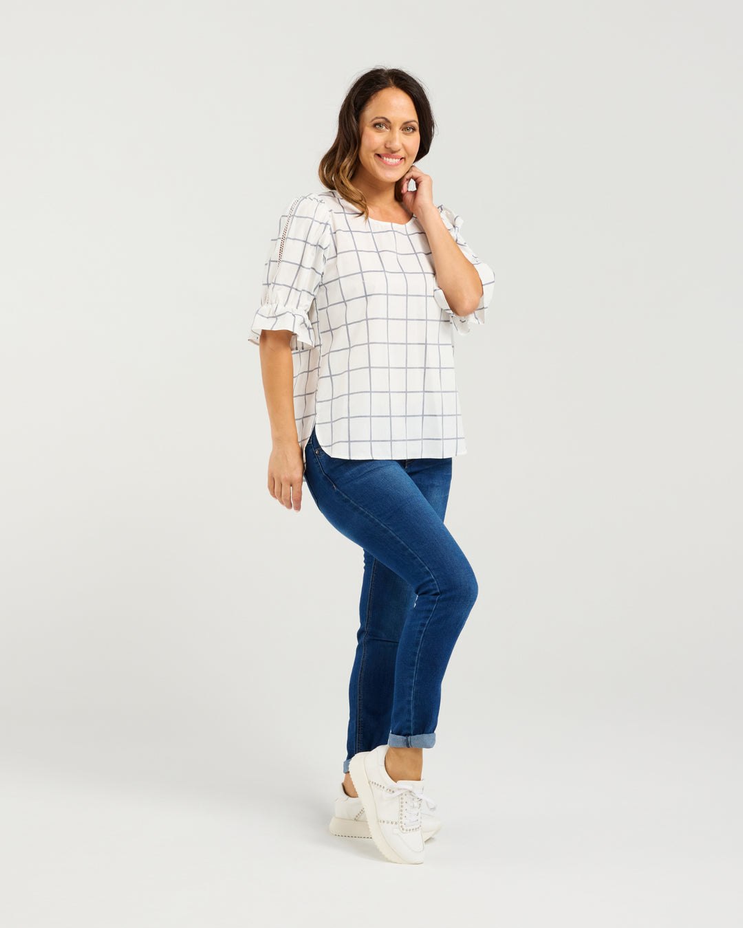 Seduce | Sadie Top - White Grid
