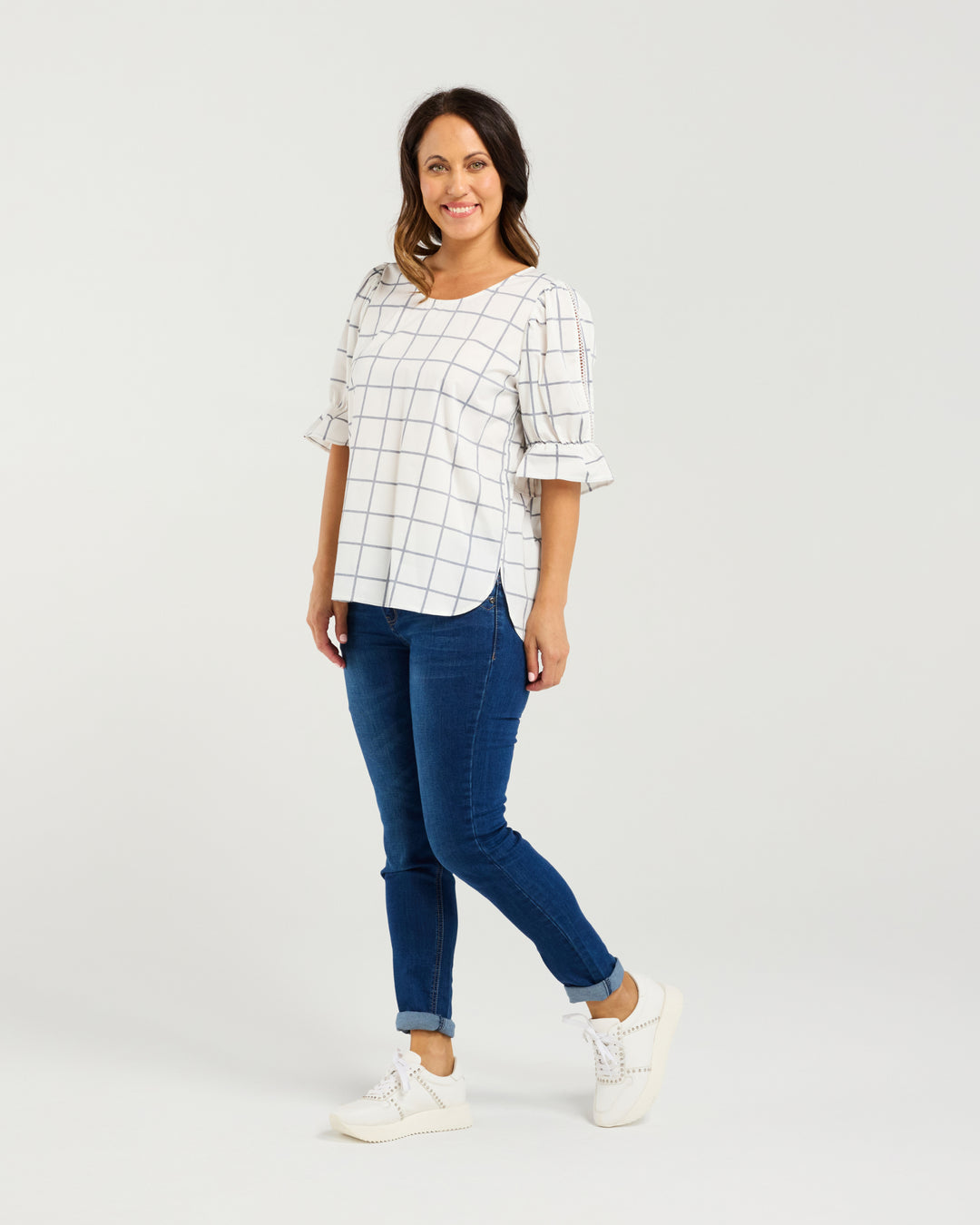 Seduce | Sadie Top - White Grid