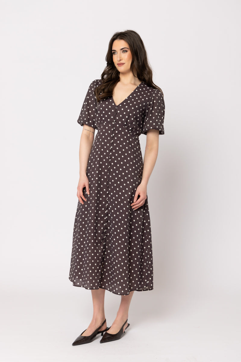 Cheerful Dress - Brown Spot
