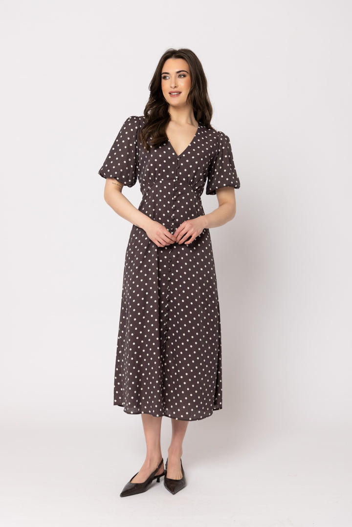 Cheerful Dress - Brown Spot