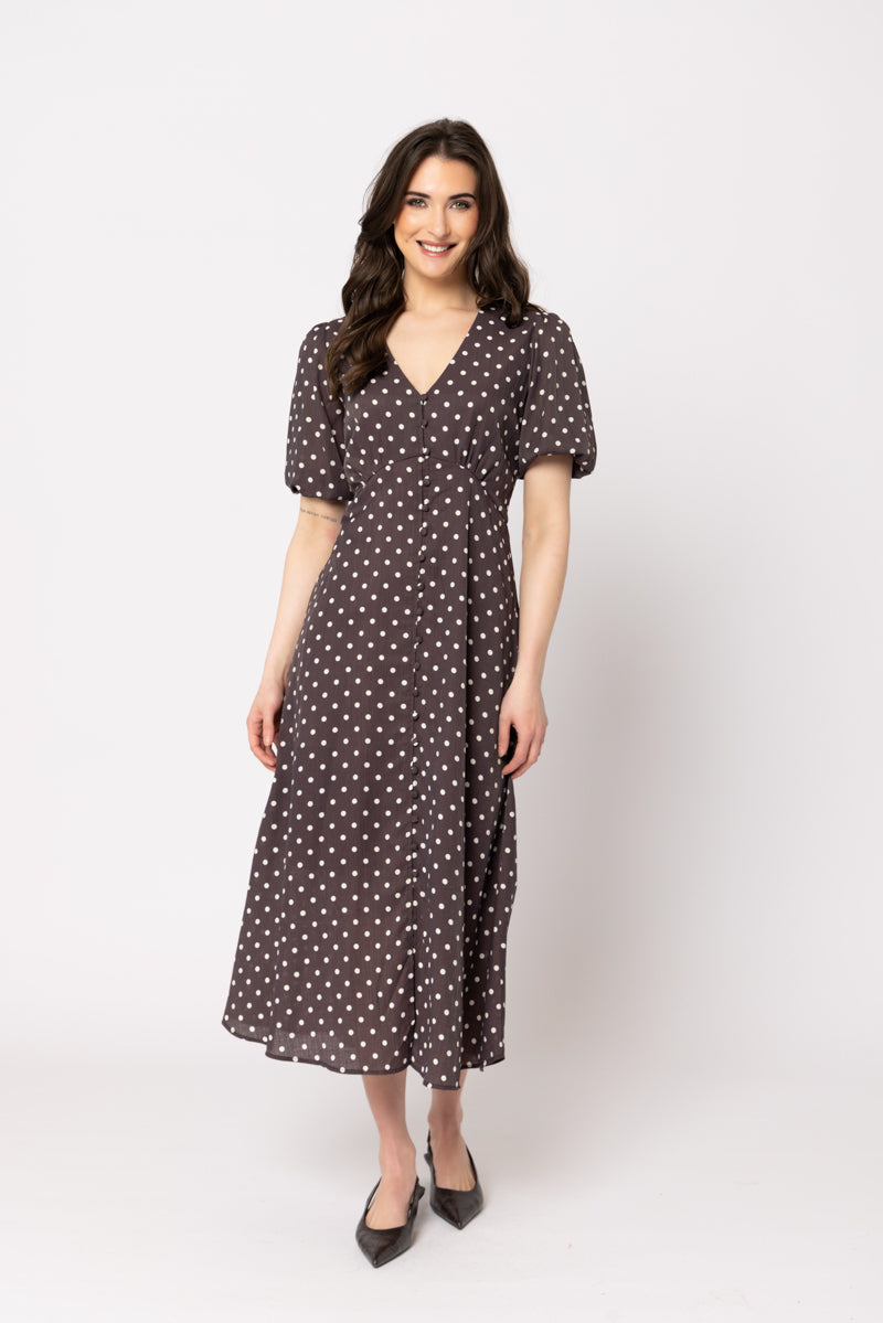 Cheerful Dress - Brown Spot