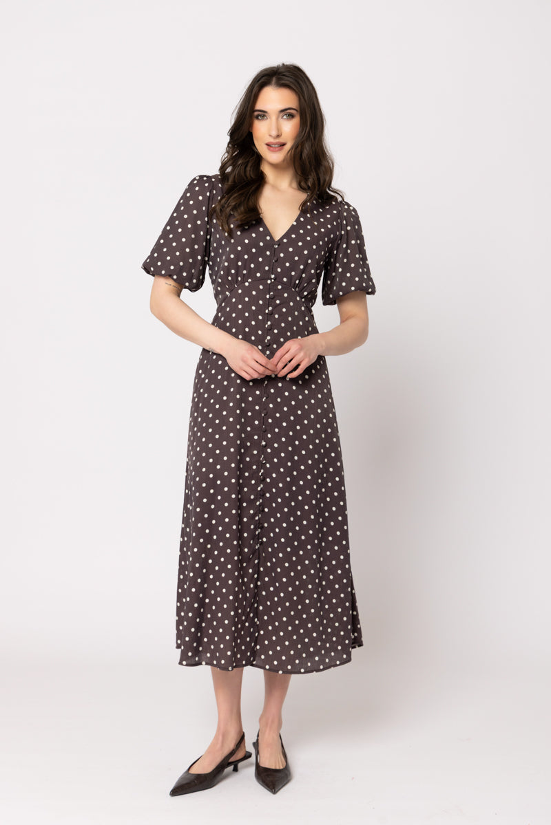 Cheerful Dress - Brown Spot