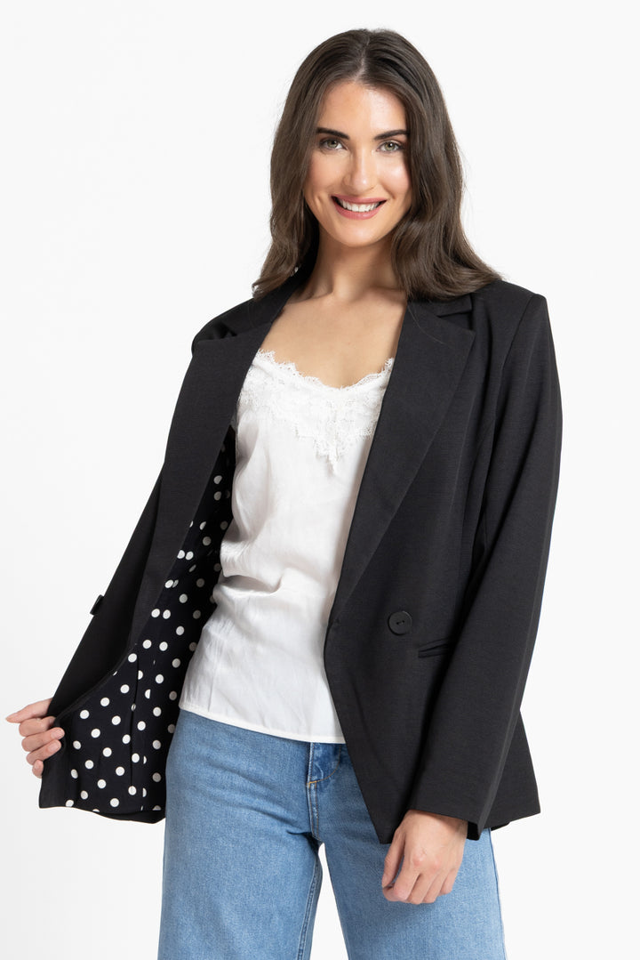 Seeking Lola | Jordanna Blazer - Black w/ Black & White Spot Lining