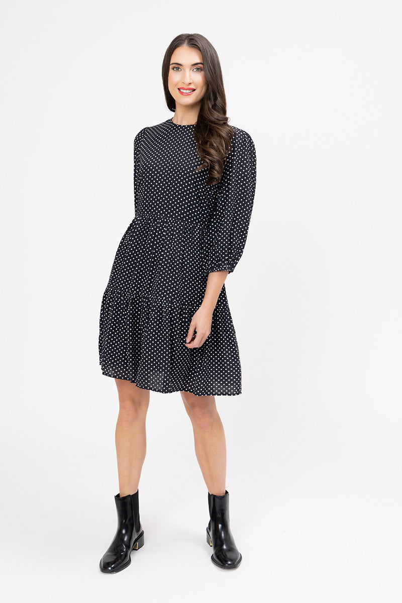 Freda Dress - Ink Polka