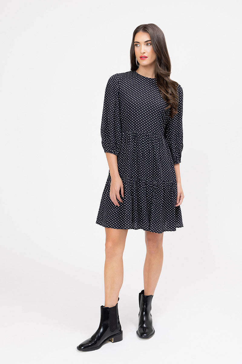 Freda Dress - Ink Polka