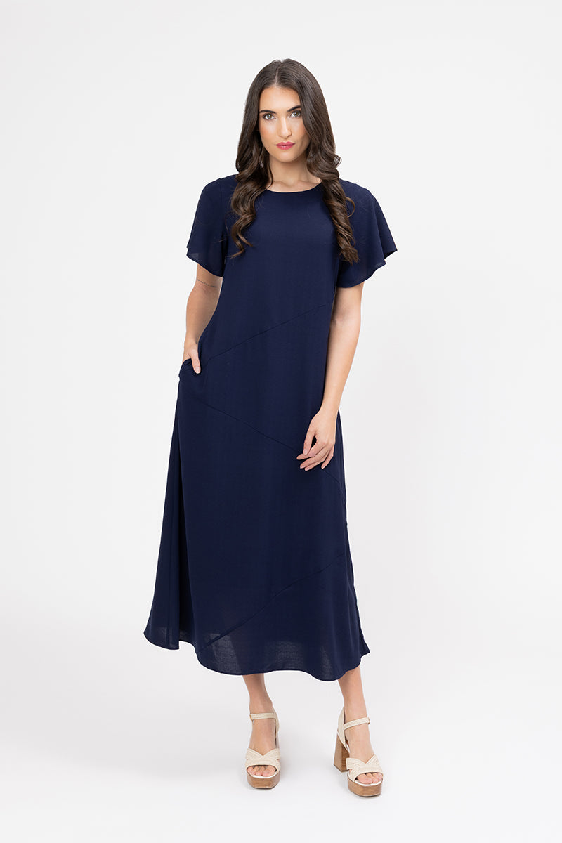 Seeking Lola | Flutter Dress -  Navy