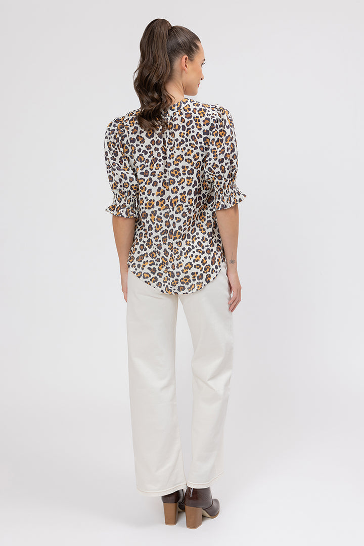 Seeking Lola | Relaxed Butterfly Top -  Latte Leopard