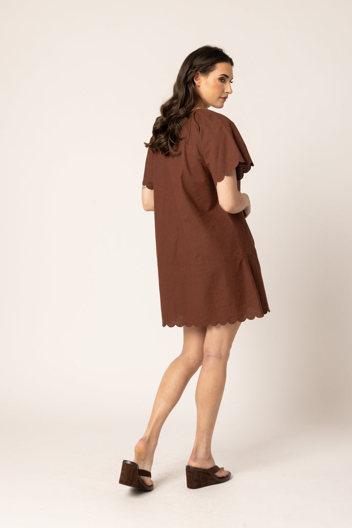 Scallop Shortie Dress - Chestnut