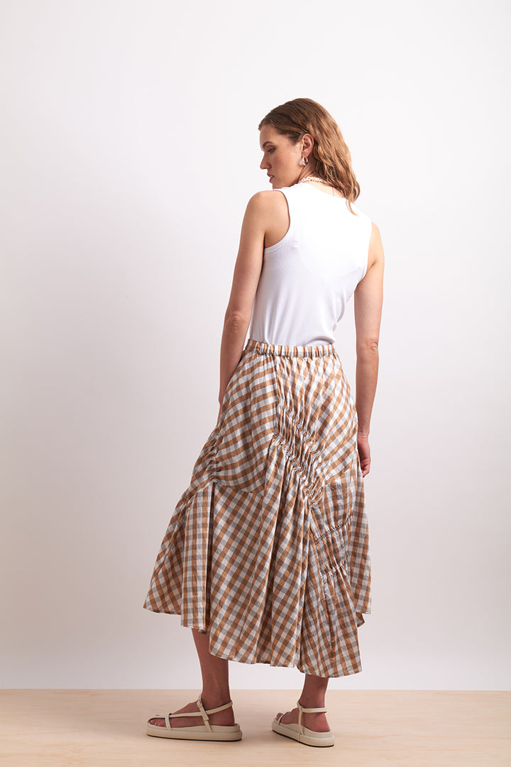 Neris | In Stitches Skirt - Sand Check