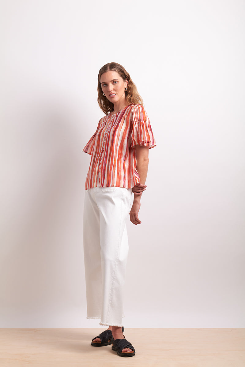 Neris | Draw the Line Blouse - Koi Stripe
