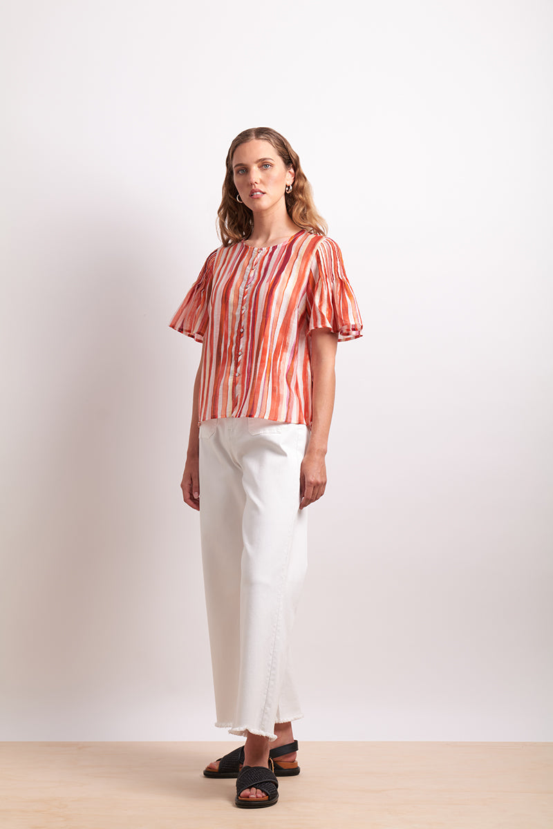 Neris | Draw the Line Blouse - Koi Stripe