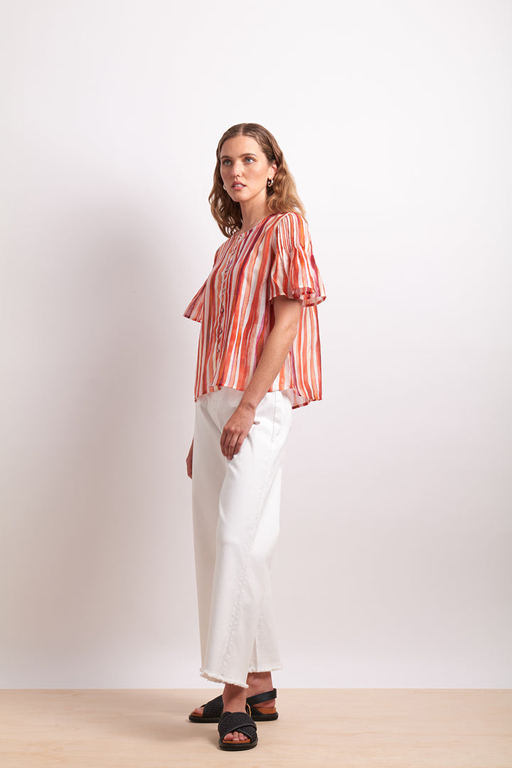Neris | Draw the Line Blouse - Koi Stripe