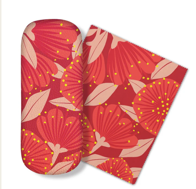 Bright Pohutukawa Red Glasses Case