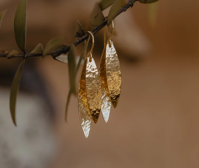 Kauri Leaves Drop Earring (Heritage) - Gold Vermeil