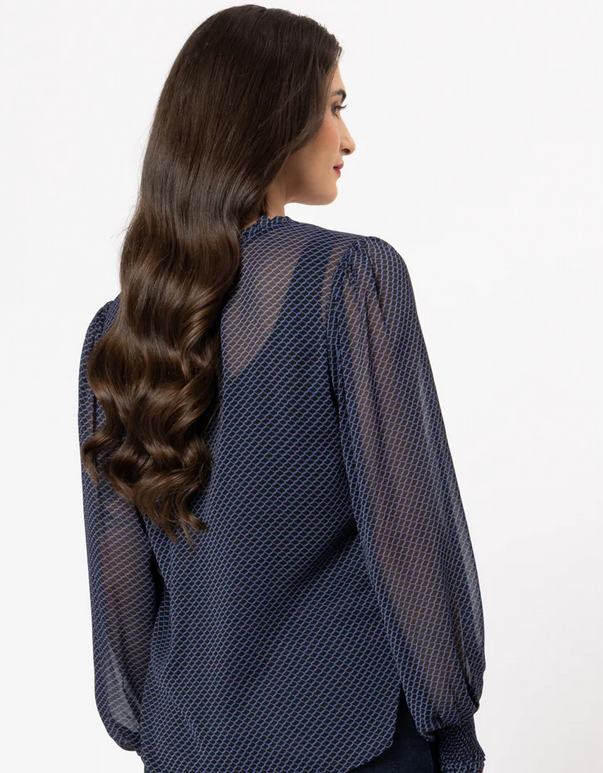 Leila & Luca | LS Movement Blouse - Blue Wave