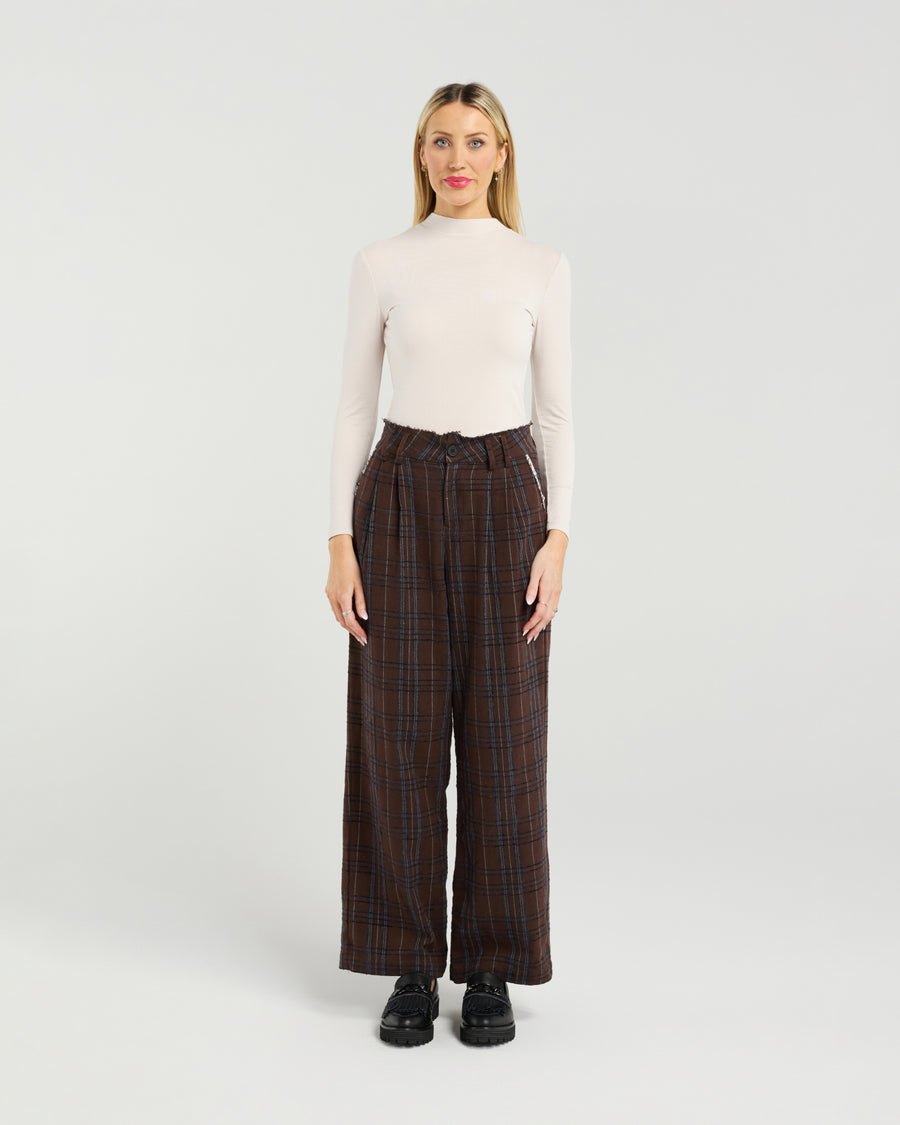 Seduce | Audrey Pant - Chocolate Check - Front
