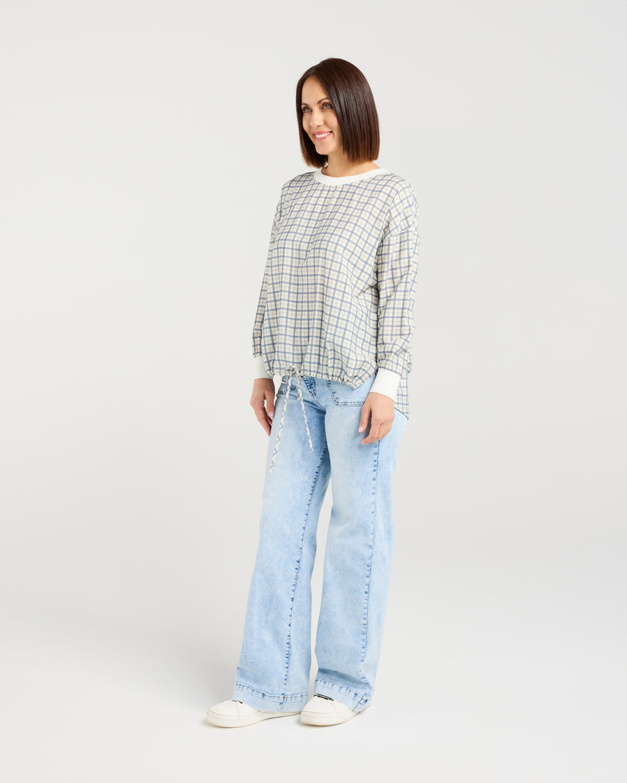 Seduce | Isla Top - Blue Gridlock Side View