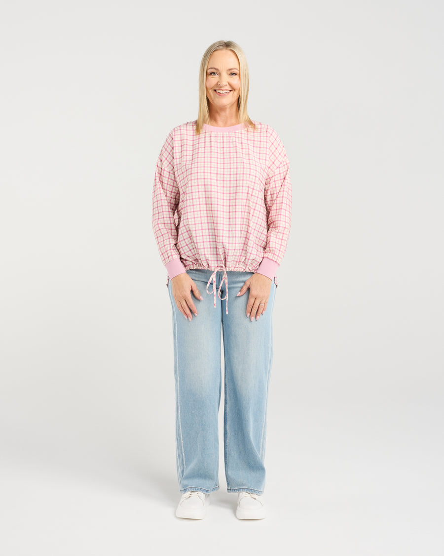 Seduce | Isla Top - Pink Gridlock - Front View