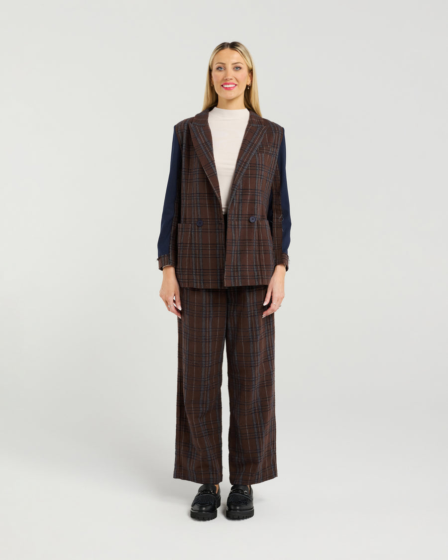 Seduce | Vivenne Blazer - Chocolate Check - Front View