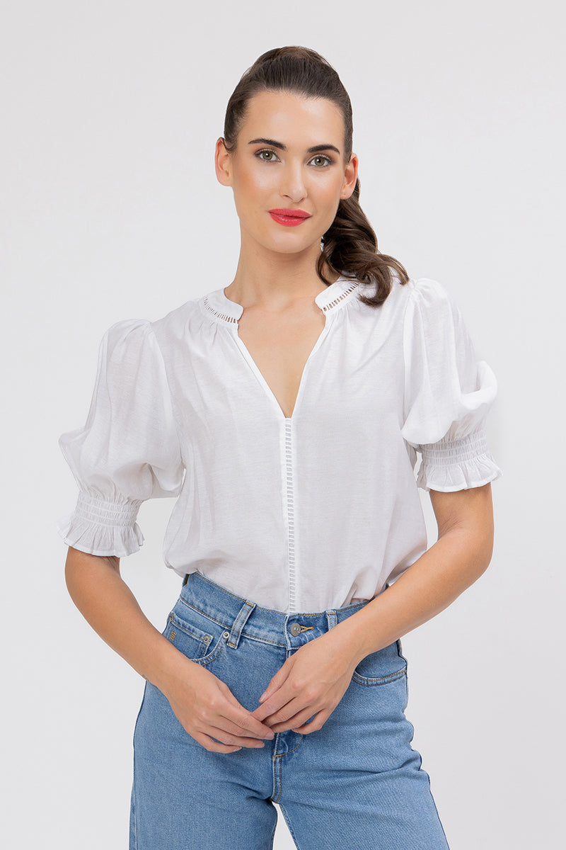 Seeking Lola | Addyson Top White Texture - Front 3
