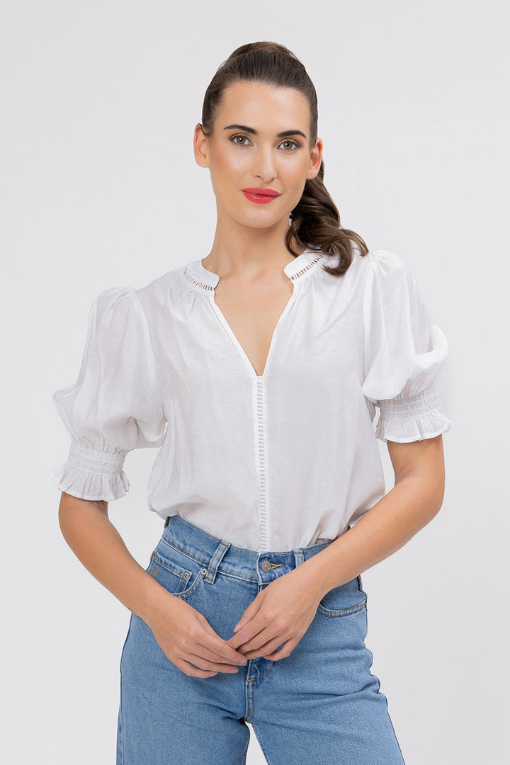 Seeking Lola | Addyson Top White Texture - Front 3