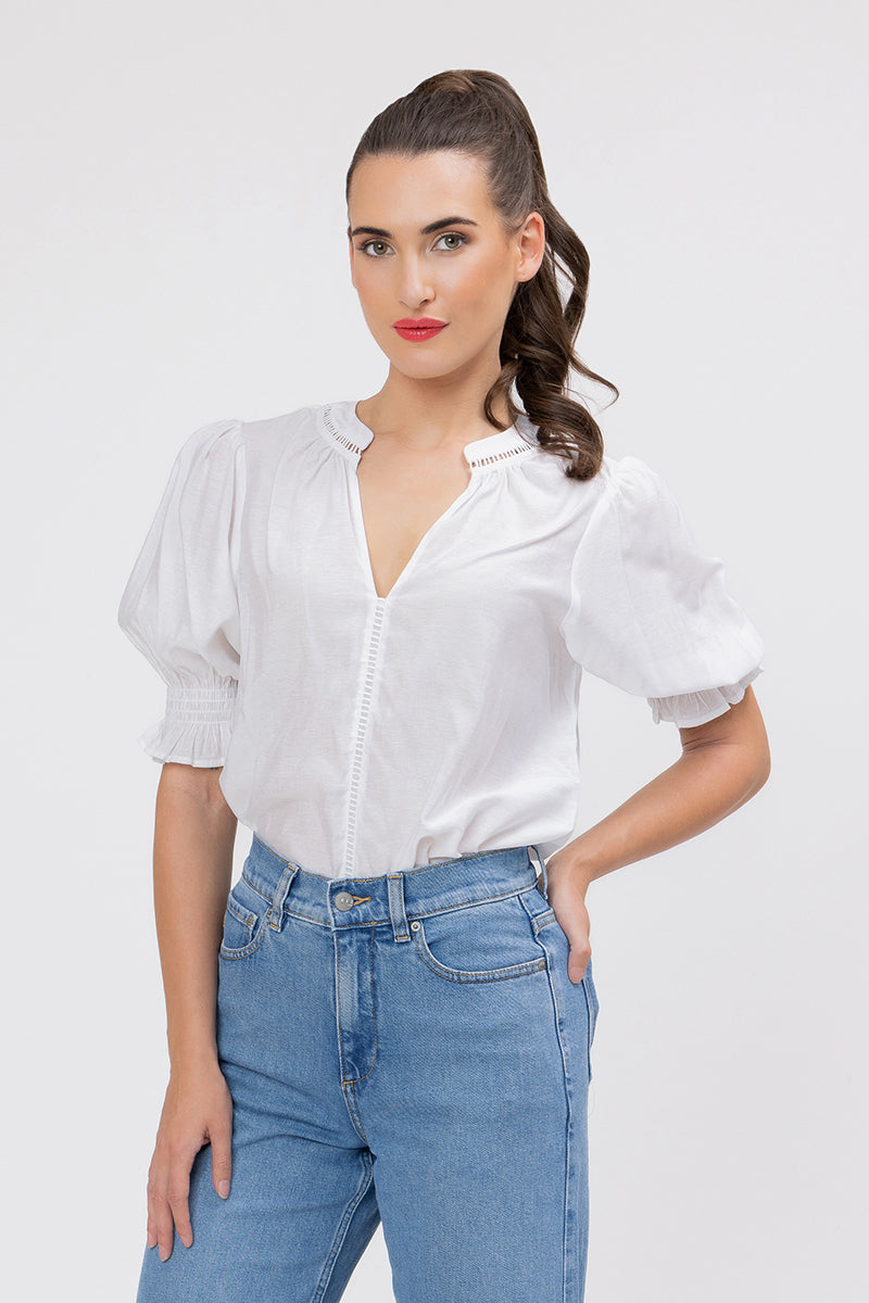 Seeking Lola | Addyson Top White Texture - Front View