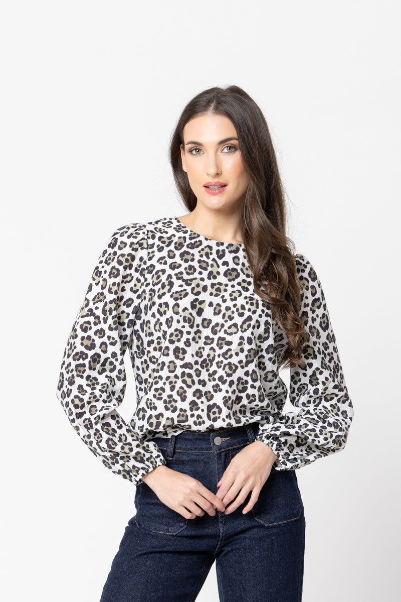 Seeking Lola | Gratitude Top Sage Leopard