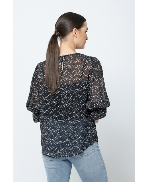 Seeking Lola Magnificent Top in Black Polka - Back View