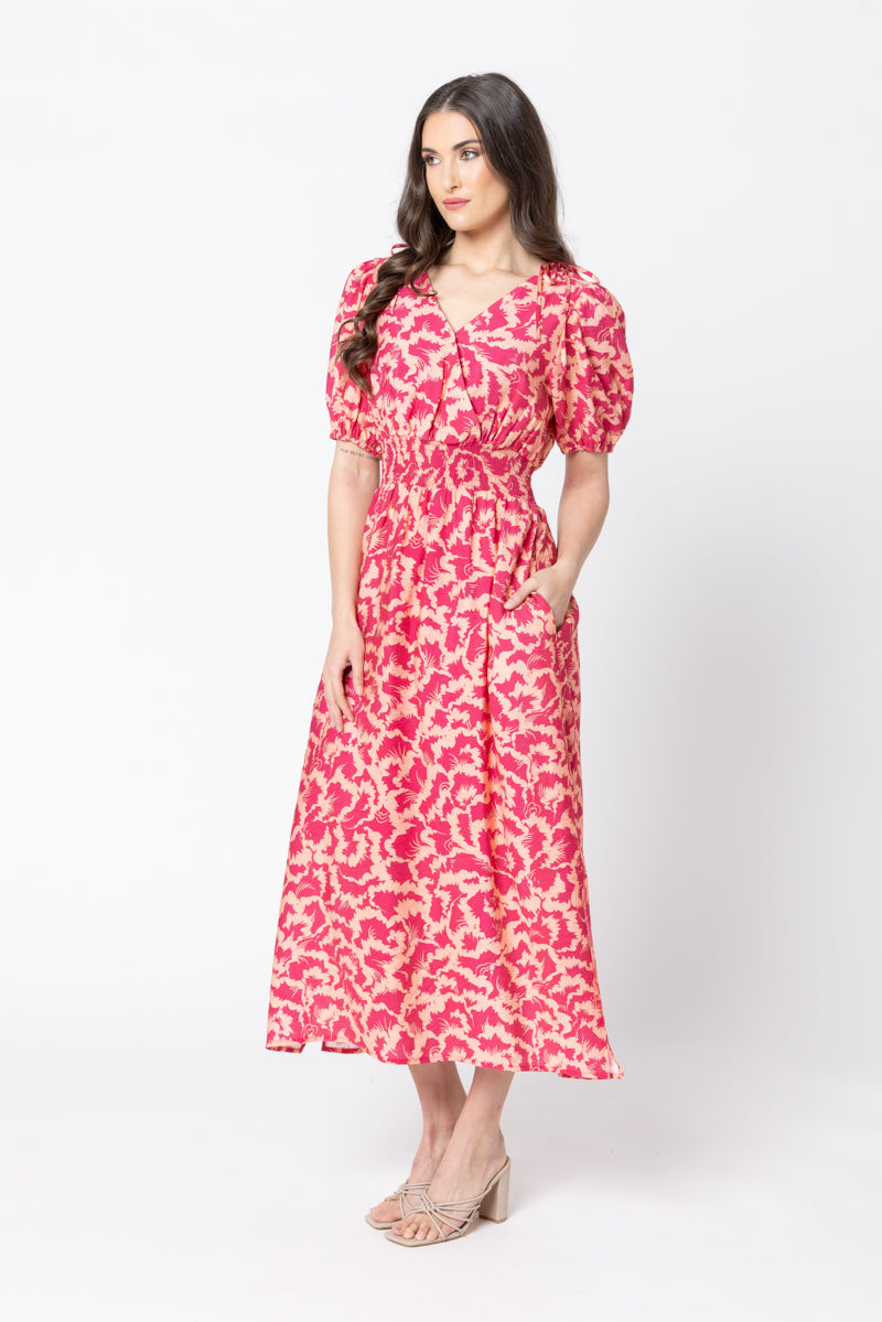 Seeking Lola | Skillfull SS Midi Dress - Rosette Burst - Side View