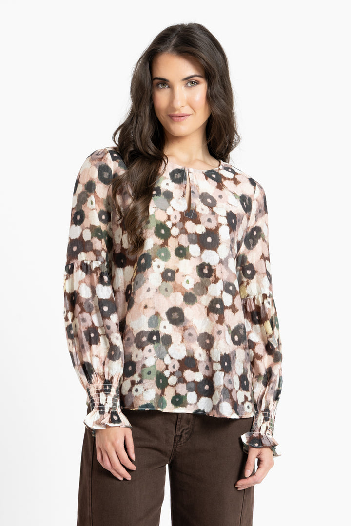 Seeking Lola Vienna Blouse in Blush Poppy floral print