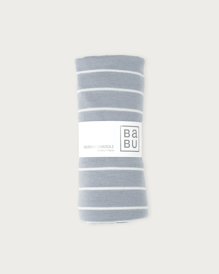 Merino Swaddle Wrap Periwinkle Stripe