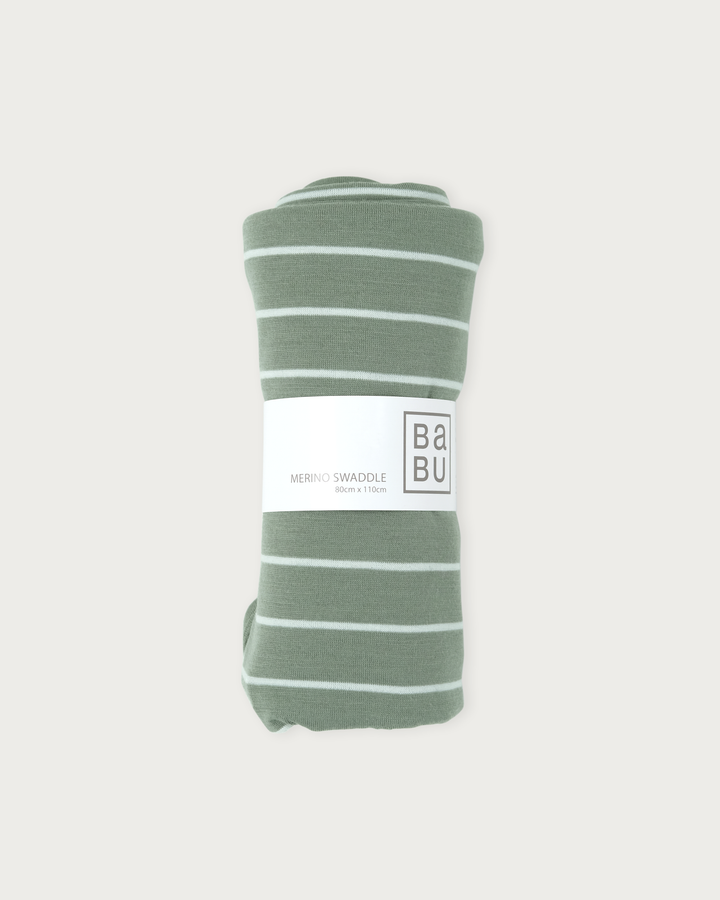Merino Swaddle Wrap Sage Stripe