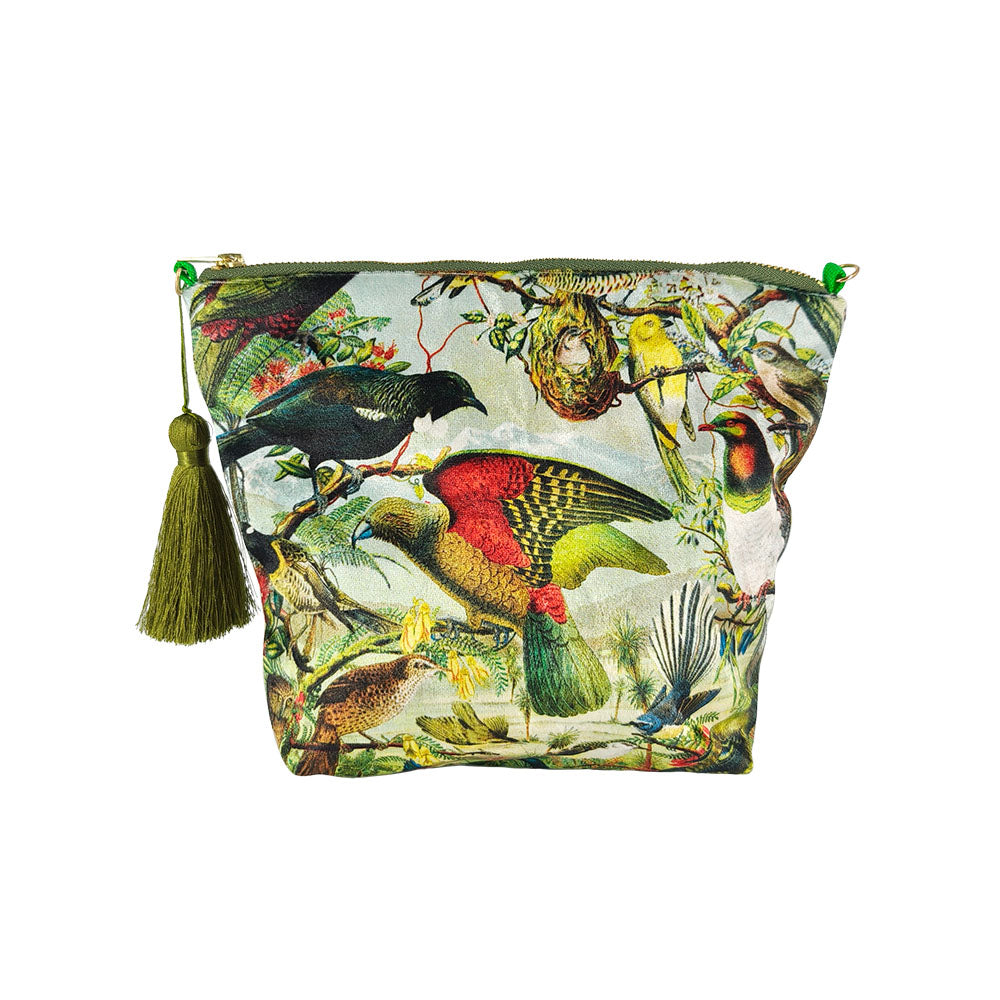NZ Native Birds Velvet Bag