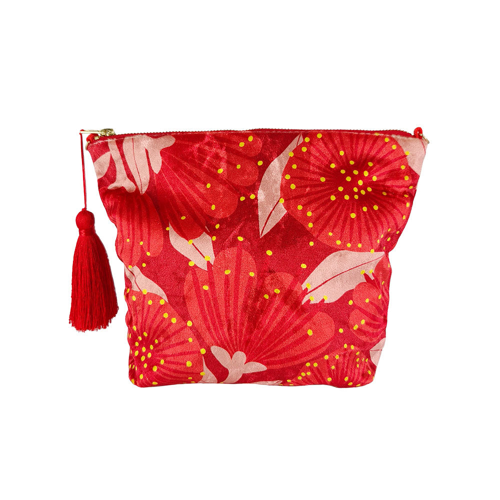 Bright Pohutukawa Red Velvet Bag